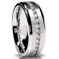 thumbnail image 1 of 7MM Men's Eternity Titanium Ring Wedding Band with Cubic Zirconia CZ size 8.5, 1 of 7