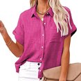 thumbnail image 4 of DPTALR Women's Tops Solid Button Shirt Female V-Neck Loose T-shirt Blouse Tops, 4 of 8