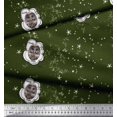 thumbnail image 2 of Soimoi Polyester Crepe Fabric Star & Owl Bird Printed Fabric 1 Yard 52 Inch Wide, 2 of 3