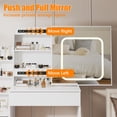 thumbnail image 4 of TROPOW Vanity Desk,Makeup Vanity,with Mirror and Lights,Bedroom Dresser with Electrical Outlet 4 Drawer Storage Cabinet Dresser with Sliding Mirror and Lighting Dresser Set with Stool, 4 of 7