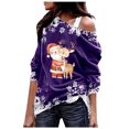thumbnail image 1 of WEAIXIMIUNG Cropped Sweatshirt Zip Up Ladies' Shiny Reindeer Christmas Tree Casual Sloping Shoulder Fashion Theme Snowflake Theme Print Medium Long Top Hooded Sweatshirt, 1 of 3