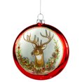 thumbnail image 1 of Northlight Glittered Reindeer with Wreath Glass Disc Christmas Ornament - 4"  - Red, 1 of 6