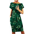 thumbnail image 2 of Robes Soleil pour Femmes 2023 Décontracté Femmes Décontracté Col Rond Bretelles Manches Courtes Imprimé Floral Robe Ample avec Poches Robe d'Été Chic Combishort pour Femmes en Liquidation, 2 of 6