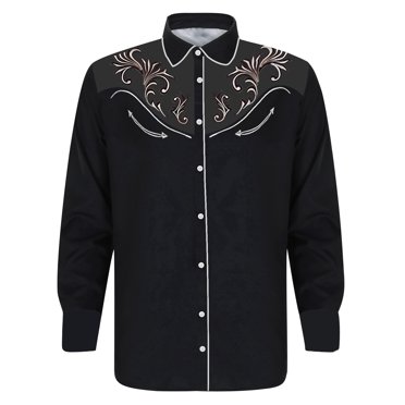Ediodpoh Men's Western Denim 3D Printed Lapel Long Sleeve Shirt Casual Floral Shirt Mens Tops Grey S