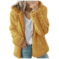 thumbnail image 1 of Womens Fuzzy Fleece Jackets 2023 Clearance Solid Zipper Sharpa Coat Fall Winter Warm Thick Hooded Jacket with Pockets, 1 of 6