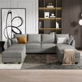 thumbnail image 2 of HONBAY Convertible Modular Sectional Sofa Bed Modern U-Shape or L-shape Couch with Storage, Grey, 2 of 7