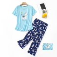 thumbnail image 3 of Yoodem Pyjamas pour Femmes Ensembles de Pj pour Femme Été Col Rond Ensemble Pyjamas Manches Courtes Pantalon Long Ensemble de Pyjama, 3 of 3