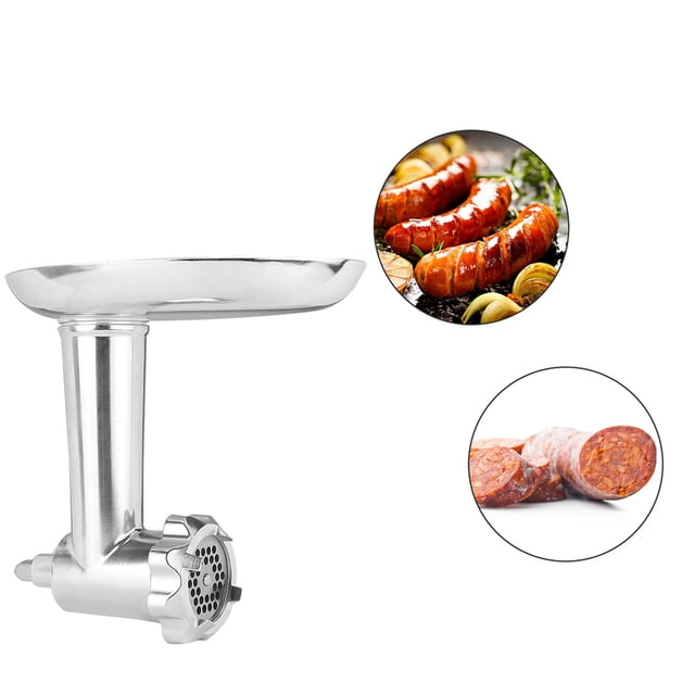 Metal Meat Food Grinder Attachment Kit Tray Pusher Tubes Grinder Attachment Kit Replacement for KitchenAid Stand Mixer