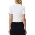 thumbnail image 3 of INSPIRE CHIC Cropped Cardigan for Women's Open Front Ruffle Knit Shrugs XS White, 3 of 6