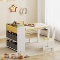 thumbnail image 2 of Qaba Ensemble Table et Chaise pour Enfants avec Rouleau de Papier, Table d'Artisanat, Bois Naturel, 2 of 10