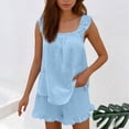 thumbnail image 1 of Choix Populaires, Mode Femme Col Rond, Manches Courtes Unies Décontractées, Ensembles de Shorts de Sortie, Ajustement Confortable, Tenue Polyvalente, Usage Quotidien, Ceinture Élastique, Tissu Extensible Décontracté et Décontracté, 1 of 9