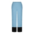 thumbnail image 2 of Chbgutlmr Womens Pants Plus Size Elastic Waist Straight Leg Loose Slit Color Block Casual Trousers Fall, 2 of 5