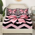 thumbnail image 3 of Erosebridal Princess Bow Bed Sheets Set Queen Size, Chic Diamond Bed Sheets Queen, Pink Wave Line Decor,, 3 of 7