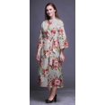 thumbnail image 3 of Bimba Light Grey Floral Leaves & Peony Bathrobes For Women Wrap Printed Bride Getting Ready Dress Robe For Girls XS, 3 of 5