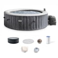 thumbnail image 1 of Intex PureSpa Greywood Deluxe Spa Set, 170 Bubble Jet Hot Tub with Cover, 85x28", 1 of 12
