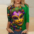 thumbnail image 2 of Penkiiy Blouse de Carnaval pour Femme Mardi Gras Mode Imprimé Décontracté Col Rond Manches 3/4 T-shirt Blouse m Multicolore, 2 of 5