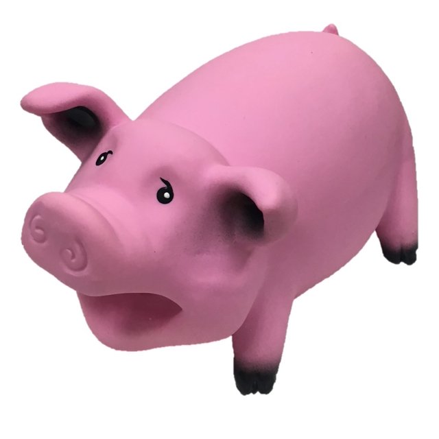 DoggyChewy Latex Smiling Pig Design Dog Toy (Pink)