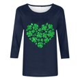 thumbnail image 3 of T-Shirt Ample à Manches Trois-Quarts et Col Rond Imprimé pour la Saint-Patrick pour Femmes, 3 of 5