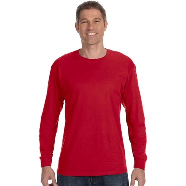 Gildan Mens Heavy Cotton Long Sleeve T-Shirt, S, Red