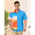 thumbnail image 2 of INSPIRE CHIC Chemises à Manches Courtes Boutonnées Imprimées pour Homme avec Poche Patchwork TG Bleu, 2 of 6
