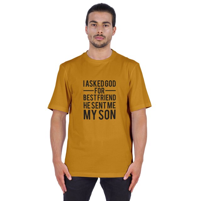 Inkmeso T-shirt à Col Rond pour Homme, Graphique Imprimé « J'ai Demandé à Dieu Mon Meilleur Ami, Il m'A Envoyé Mon Fils », Tee pour Père Fils Amour