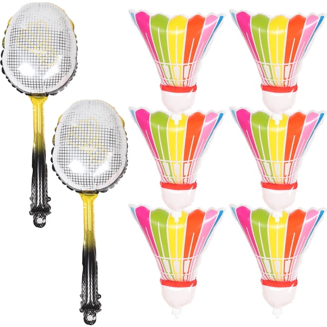 KAKOWELY Badminton balloon 8pcs Inflatable Badminton Balloons For Party Decorations Aluminum Foil Badminton Racket Balloons For Sports Themed Birthday Celebrations