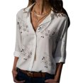 thumbnail image 1 of Femmes Revers Manches Longues Blouse Florale Chemise Filles Florale Modèle en Vrac Style Tops Chemise, 1 of 9