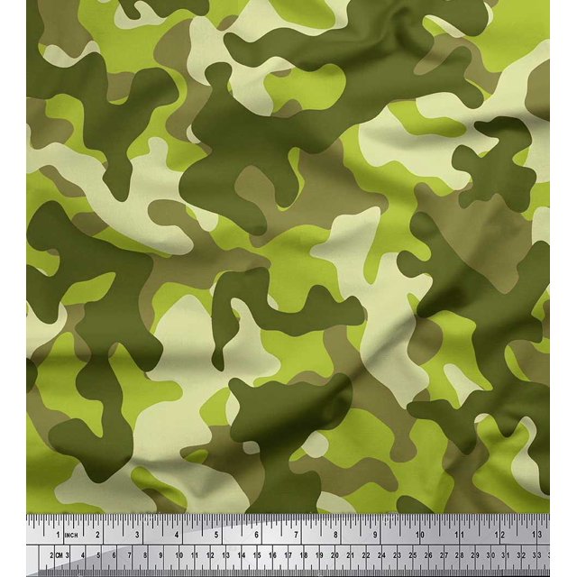 Soimoi Rayon Fabric Two Tone Camouflage Print Fabric by Yard 42 Inch Wide