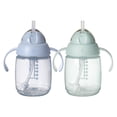 thumbnail image 1 of Tommee Tippee Starter Straw Cup, 2x8oz, Easy Transition Toddler Cup For 6 Months+, with Silicone Weighted Straw and Easy-hold Handles, Blue and Green, 1 of 5
