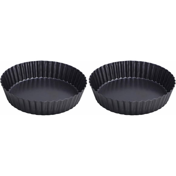 9.5 Inch Tart Pan Heavy Duty Quiche Pan Removable Bottom Nonstick Deep Baking Dish Pie Plate Pie Mold (Pack of 2)