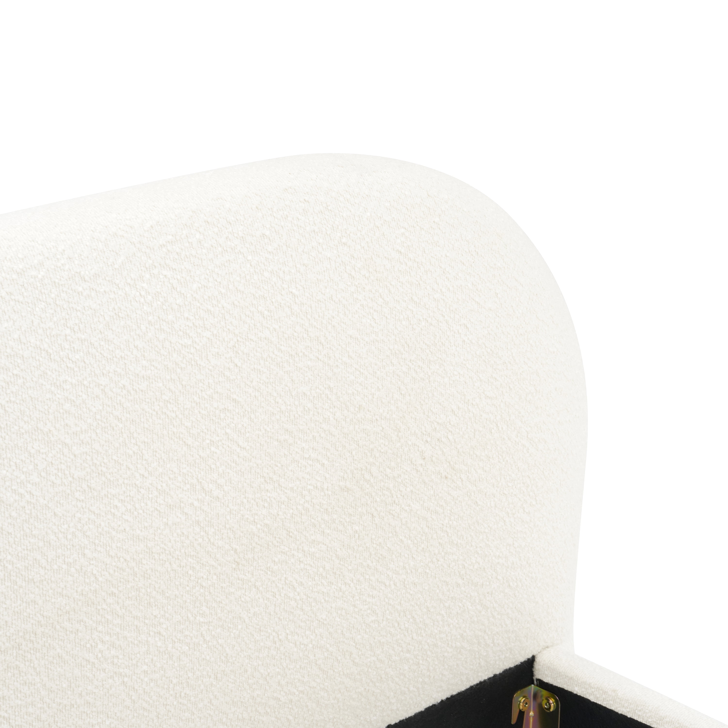 Noble House Lit rembourré Style Queen Cream, tête de lit en tissu texturé courbé avec cadre solide, blanc crémeux