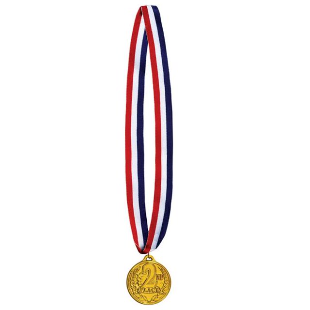 Beistle 53566 Médaille de 2 Po 2e Place avec Ruban de 30 Po - Lot de 12