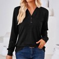 thumbnail image 2 of Yuyuzo Womens T Shirts Long Sleeve Tops V Neck Shirts Solid Color Basic Tees Tops Blouses, 2 of 4