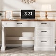 thumbnail image 2 of Vabches Farmhouse Wood 47" Executive Desk, Home Office Computer Desk with Charging Station and File Drawer, 2 of 7