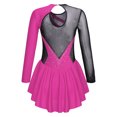 thumbnail image 2 of RUNQHUI Enfants Filles Manches Longues Ballet Danse Justaucorps Gymnastique Dos Creux Strass Sequins Rouleau Rose Vif 8, 2 of 6