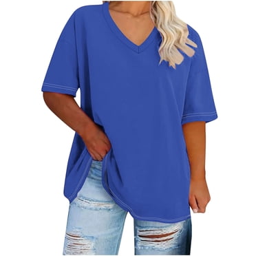 Cinvoph Women's Plus Size T-Shirts Casual V Neck Tops Loose Trendy Lounge Blouses Work Everyday Basic Tee Top