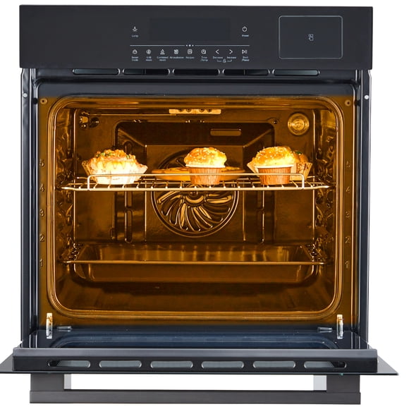 24" Convection Wall Oven – Single Electric Built-In Oven 2.5 Cu.Ft., Stainless Steel with 108 Smart Menus & 8 Baking Modes – Timer, Safety Lock for Kitchen