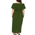 thumbnail image 4 of Robe de Maternité à Manches Courtes pour Femmes, Couleur Unie, Col en V, Robe Longue Décontractée, 4 of 5