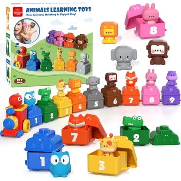 Ensemble de Train Montessori Jouets d'Apprentissage pour Tout-Petits Garçons Filles de 1 2 3 Ans, Marionnettes à Doigt pour Trier les Couleurs des Animaux, Appariement des Nombres, Comptage, Jouets Éducatifs
