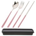 thumbnail image 1 of EIGTHTAIL Travel Spoon Fork Chopsticks Set Reusable Silverware Lunch Portable Pp Plastic Pink, 1 of 6