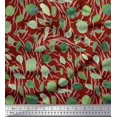 thumbnail image 1 of Soimoi Tissu en Velours Rouge Imprimé Feuilles de Chou au Mètre 60 Pouces de Large, 1 of 3