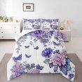 thumbnail image 1 of Erosebridal Purple Flower Bedding King Comforter Set, Botanical Floral Down Comforter, Butterfly Room Decor, Reversible 3 Pieces, 1 of 8