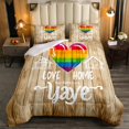 thumbnail image 2 of YST Pride Decorations for Home, Love Home Pride Day Comforter Set Lgbt Sign Decor Bedding Comforter Sets Rainbow Pride Wodden Style Bedding Sets with 2 Pillowcases Queen, 2 of 6