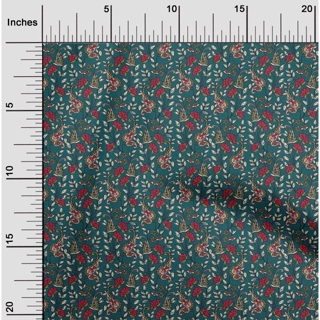 oneOone Cotton Flex Fabric Leaves|Floral & Paisley Block Fabric Prints By Yard 40 Inch Wide