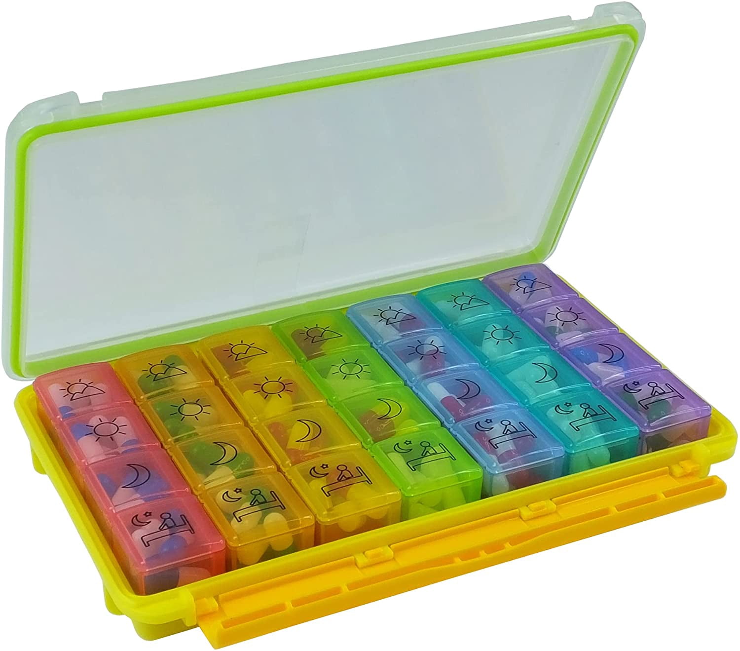 MEDca 7-Day Colorful Weekly Pill Organizer, Portable 4 Times-a-Day Case