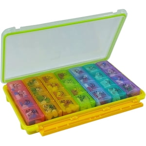 MEDca 7-Day Organisateur de pilules hebdomadaires colorées, portable 4 Cas ponctuel