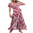 thumbnail image 1 of Womens V-Neck Floral Split Dress Boho Summer Beach Casual Long Sundress, 1 of 2