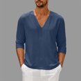thumbnail image 2 of GigrtiJin Mens Long Sleeve T-Shirt Casual Fall V Neck Solid Color Tops Blouses Plus Size Basic Pullover Undershirt, 2 of 6