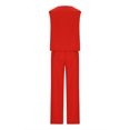 thumbnail image 4 of Ensembles d'Été pour Femmes Ensemble de Pantalon à Jambe Grand Ensemble de Vêtements Femme Col Rond Manches Courtes Hauts Ensembles de Pantalons Style Pantalon Décontracté S_978 Survêtements pour Femmes Rouge TG, 4 of 6