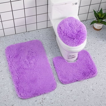 LSLJS Bathroom Rug Set, Bath Mats Set, Household Supplies Solid Color 3 Piece Bathroom Toilet Carpet Mat Solid Color Bathroom Toilet Floor Mat, Rug and Toilet Lid Cover for Tub Shower & Bath Room